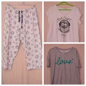 Women's pj's L. One capri bottom and 2 tops. Like new condition